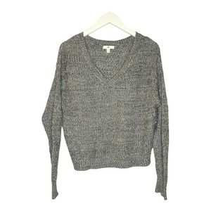 BP Sweater V-Neck Black/Grey Heathered Long Sleeve Cotton Acrylic Blend XS